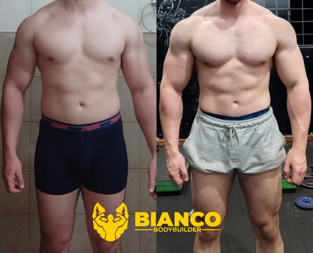 Transformação 6 da consultoria do Studio Bianco Bodybuilder