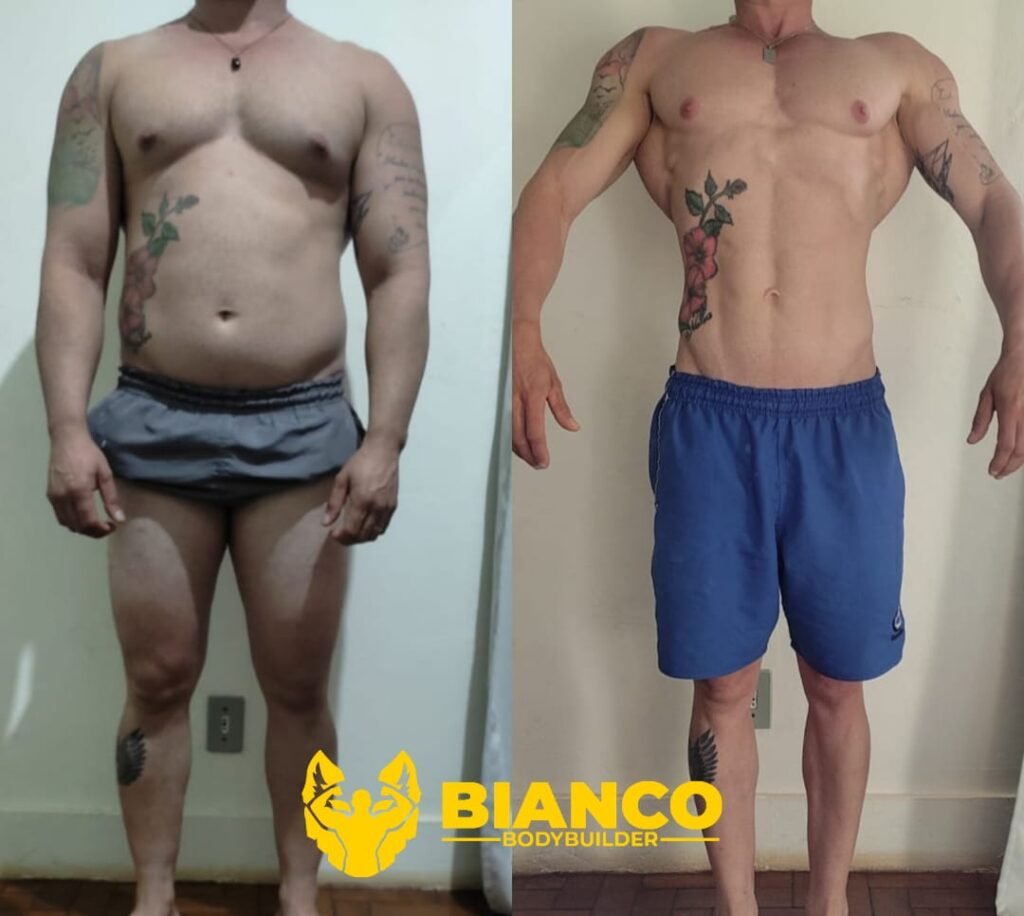 Transformação 3 da consultoria do Studio Bianco Bodybuilder